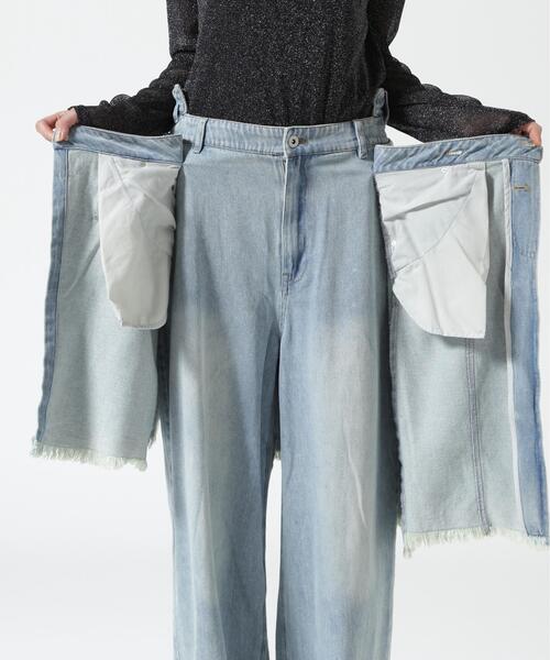 AULA AILA(アウラアイラ)の「AULA AILA/アウラアイラ/OVERLAP SKIRT LAYERED DESIGN(デニムパンツ・レディース・ブルー・1/0)」の14枚目の写真