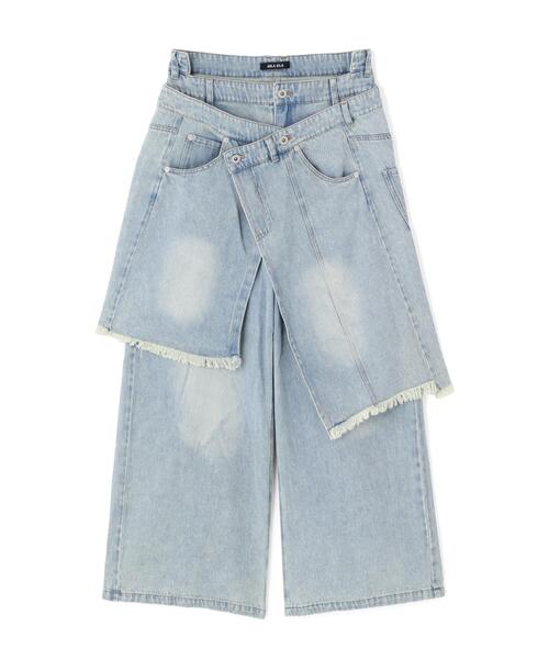 AULA AILA(アウラアイラ)の「AULA AILA/アウラアイラ/OVERLAP SKIRT LAYERED DESIGN(デニムパンツ・レディース・ブルー・1/0)」の16枚目の写真