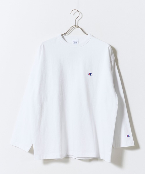Champion（チャンピオン）の「Champion/チャンピオン LONG SLEEVE T-SHIRT ロングスリーブTシャツ 胸元ロゴ 袖ロゴ ワンポイント USAコットン ルーズシルエット ロンT 長袖 クルーネック シンプル ベーシック 2026年秋冬 秋服 冬服（Tシャツ/カットソー・メンズ・ホワイト/ブラック/ネイビー/グレー・M/L）」の11枚目の写真