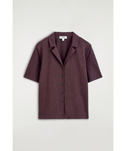 COS（コス）の「モダールジャージーシャツ（シャツ/ブラウス・レディース・バーガンディー/ネイビー・XS/S/M/L/XL）」の3枚目の写真