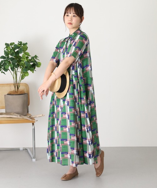 KILKI(キルキー)の「kilki スタンドフリルカラー半袖ワンピース ペインター(ワンピース・レディース・レッド系その他/グリーン系その他・FREE)」の8枚目の写真