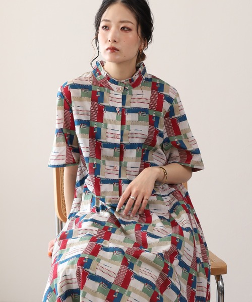 KILKI(キルキー)の「kilki スタンドフリルカラー半袖ワンピース ペインター(ワンピース・レディース・レッド系その他/グリーン系その他・FREE)」の13枚目の写真