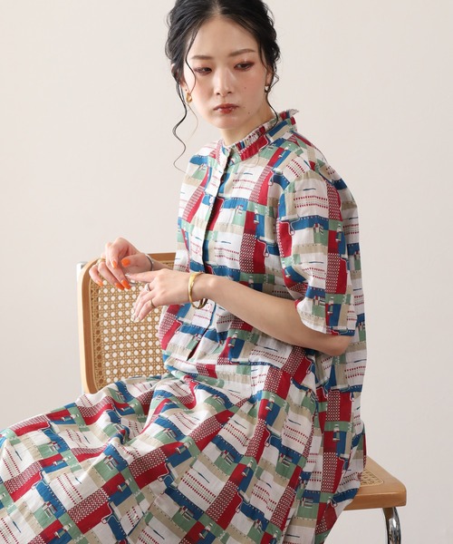 KILKI(キルキー)の「kilki スタンドフリルカラー半袖ワンピース ペインター(ワンピース・レディース・レッド系その他/グリーン系その他・FREE)」の12枚目の写真