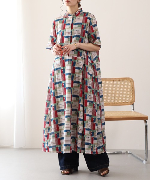 KILKI(キルキー)の「kilki スタンドフリルカラー半袖ワンピース ペインター(ワンピース・レディース・レッド系その他/グリーン系その他・FREE)」の15枚目の写真