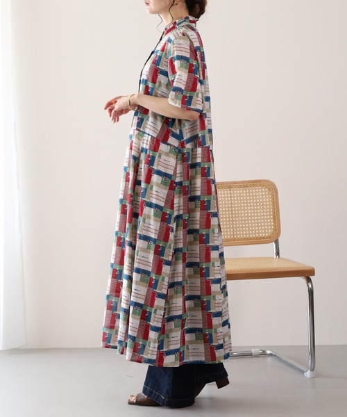 KILKI(キルキー)の「kilki スタンドフリルカラー半袖ワンピース ペインター(ワンピース・レディース・レッド系その他/グリーン系その他・FREE)」の14枚目の写真