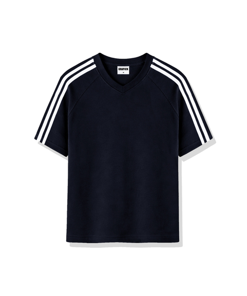 GRAPICK（グラピック）の「オブトラック Vネック 半袖Tシャツ 4カラー [GRSV_1501]（Tシャツ/カットソー・レディース・ピンク/アイボリー/ブラック/ネイビー・SMALL/MEDIUM/LARGE/X-LARGE）」の3枚目の写真