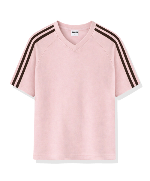 GRAPICK（グラピック）の「オブトラック Vネック 半袖Tシャツ 4カラー [GRSV_1501]（Tシャツ/カットソー・レディース・ピンク/アイボリー/ブラック/ネイビー・SMALL/MEDIUM/LARGE/X-LARGE）」の6枚目の写真