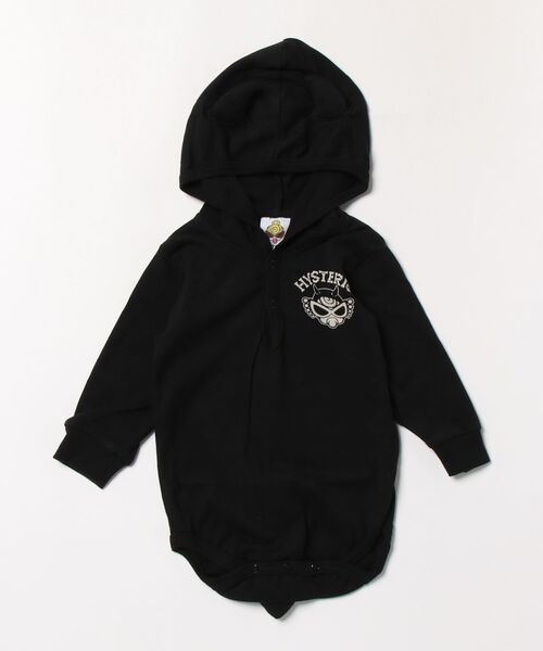 HYSTERIC MINI(ヒステリックミニ)の「DEVILKIN しっぽ&つの付き 長袖ロンパース(ロンパース・キッズ・ブラック/ライトピンク・70/80)」の1枚目の写真