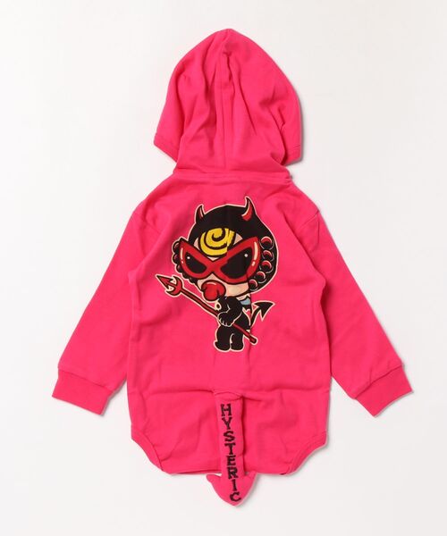 HYSTERIC MINI(ヒステリックミニ)の「DEVILKIN しっぽ&つの付き 長袖ロンパース(ロンパース・キッズ・ブラック/ライトピンク・70/80)」の3枚目の写真