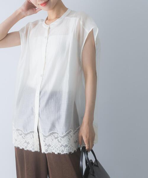URBAN RESEARCH ROSSO WOMEN(アーバンリサーチ ロッソ)の「CHIGNON レースシアーフレンチブラウス(シャツ/ブラウス・レディース・ブラック/オフホワイト/ライトカーキ・FREE)」の1枚目の写真
