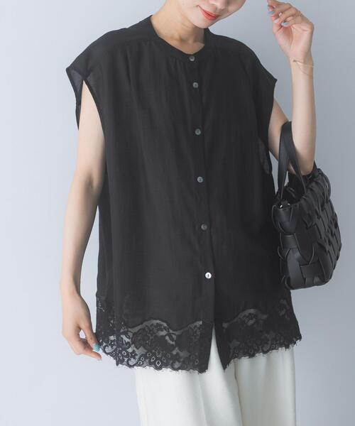URBAN RESEARCH ROSSO WOMEN(アーバンリサーチ ロッソ)の「CHIGNON レースシアーフレンチブラウス(シャツ/ブラウス・レディース・ブラック/オフホワイト/ライトカーキ・FREE)」の2枚目の写真
