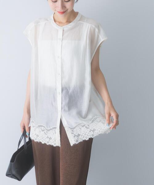 URBAN RESEARCH ROSSO WOMEN(アーバンリサーチ ロッソ)の「CHIGNON レースシアーフレンチブラウス(シャツ/ブラウス・レディース・ブラック/オフホワイト/ライトカーキ・FREE)」の4枚目の写真
