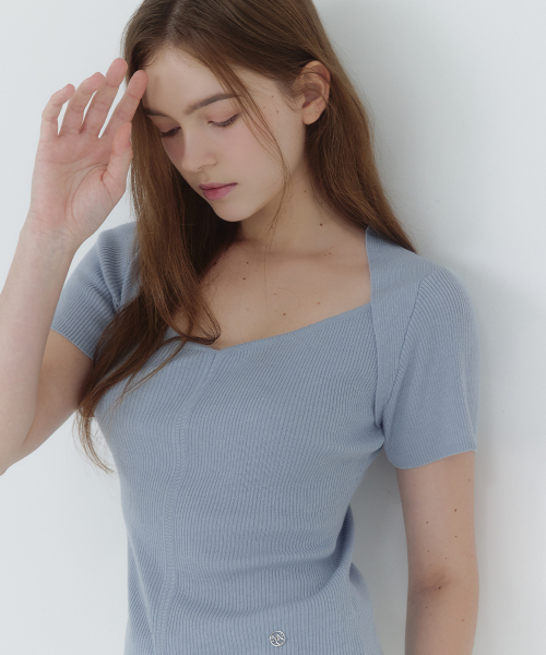 MICANE(ミケーネ)の「ジョアンボレロ-レイヤードショートスリーブニット(ニット/セーター・レディース・スカイブルー/ブラック/クリーム/チャコール・1/2/4/3)」の9枚目の写真