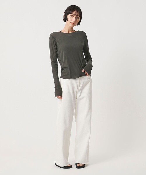 TO UNITED ARROWS(トゥーユナイテッドアローズ)の「<MIYAGI YUKA×TO UNITED ARROWS>テレコ ロングスリーブ カットソー(Tシャツ/カットソー・レディース・ダークグレー/ブラック・FREE)」の3枚目の写真
