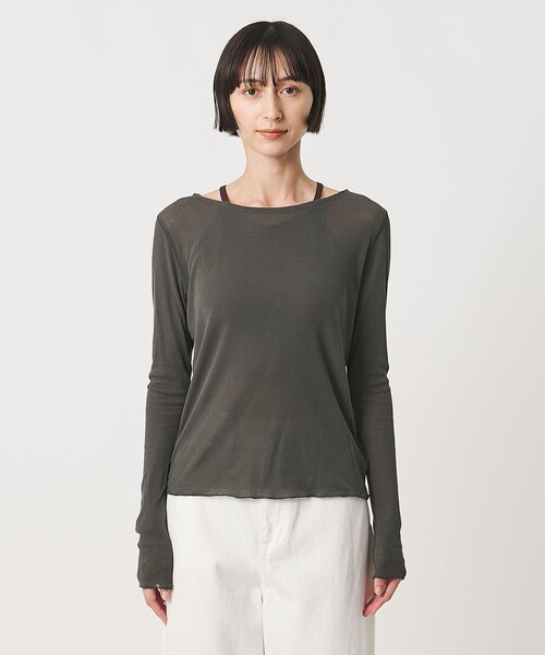 TO UNITED ARROWS(トゥーユナイテッドアローズ)の「<MIYAGI YUKA×TO UNITED ARROWS>テレコ ロングスリーブ カットソー(Tシャツ/カットソー・レディース・ダークグレー/ブラック・FREE)」の8枚目の写真