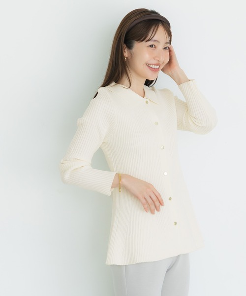 coca(coca)(コカ)の「スポンディッシュニットポロカーディガン(カーディガン/ボレロ・レディース・アイボリー/ネイビー・L/M)」の4枚目の写真