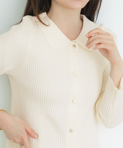 coca(coca)(コカ)の「スポンディッシュニットポロカーディガン(カーディガン/ボレロ・レディース・アイボリー/ネイビー・L/M)」の5枚目の写真