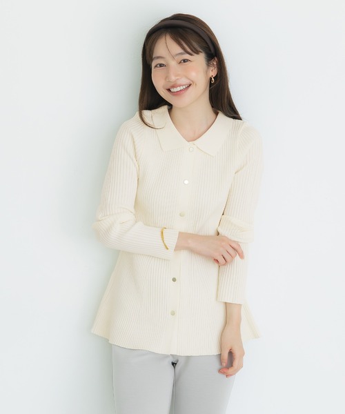 coca(coca)(コカ)の「スポンディッシュニットポロカーディガン(カーディガン/ボレロ・レディース・アイボリー/ネイビー・L/M)」の8枚目の写真