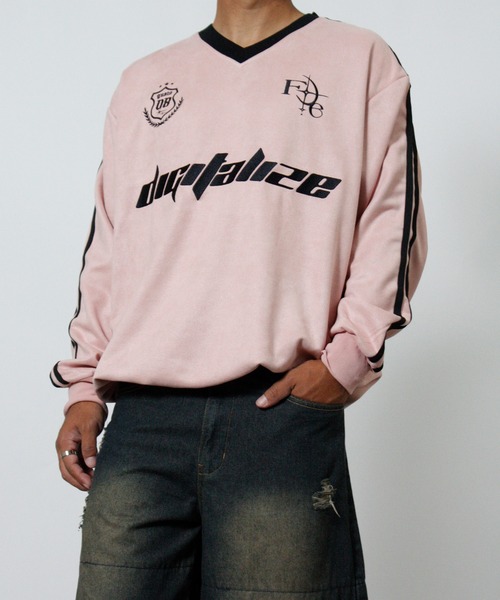 NYLAUS(ナイラス)の「【NYS】カットスエード ゲームシャツ 長袖 Tシャツ サッカーデザイン ユニフォームデザイン(Tシャツ/カットソー・メンズ・チャコール/ピンク/アイボリー・L)」の20枚目の写真