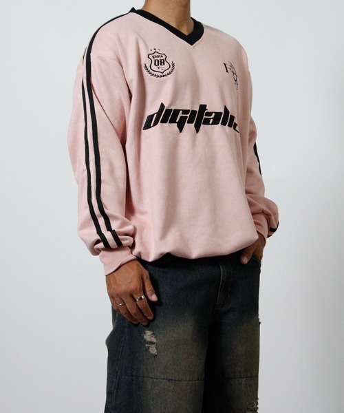 NYLAUS(ナイラス)の「【NYS】カットスエード ゲームシャツ 長袖 Tシャツ サッカーデザイン ユニフォームデザイン(Tシャツ/カットソー・メンズ・チャコール/ピンク/アイボリー・L)」の22枚目の写真