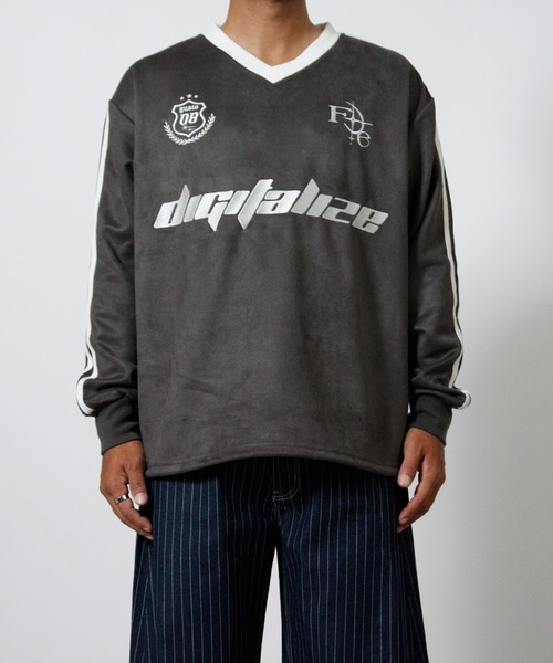 NYLAUS(ナイラス)の「【NYS】カットスエード ゲームシャツ 長袖 Tシャツ サッカーデザイン ユニフォームデザイン(Tシャツ/カットソー・メンズ・チャコール/ピンク/アイボリー・L)」の11枚目の写真