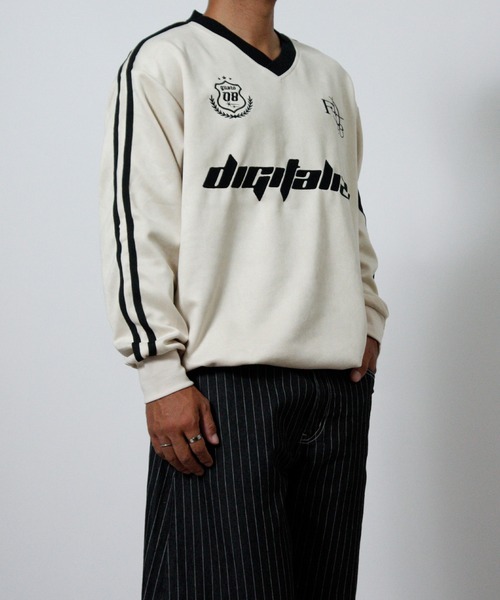 NYLAUS(ナイラス)の「【NYS】カットスエード ゲームシャツ 長袖 Tシャツ サッカーデザイン ユニフォームデザイン(Tシャツ/カットソー・メンズ・チャコール/ピンク/アイボリー・L)」の15枚目の写真