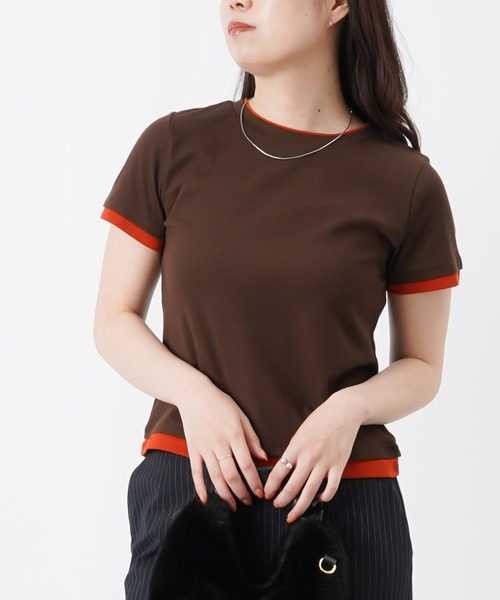 LUCA/LADY LUCK LUCA(ルカ/レディラックルカ)の「LC/LLL 配色リンガーT(Tシャツ/カットソー・レディース・アイボリー/カーキ/ブラウン・FREE)」の9枚目の写真
