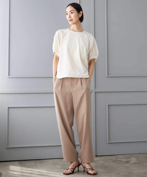 MICHEL KLEIN（ミッシェル・クラン）の「[2WAY]ピーチタッチワイドパンツ（その他パンツ・レディース・サンドベージュ/チャコールグレー・38）」の22枚目の写真