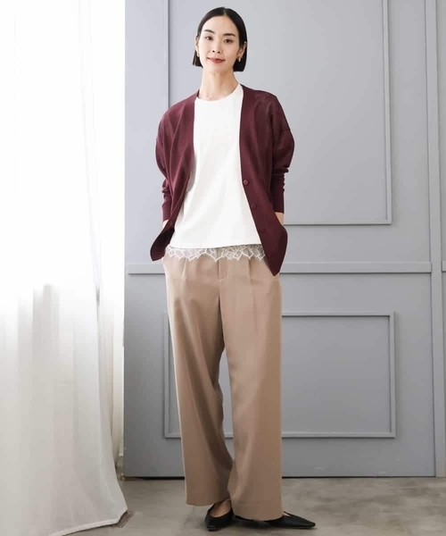 MICHEL KLEIN（ミッシェル・クラン）の「[2WAY]ピーチタッチワイドパンツ（その他パンツ・レディース・サンドベージュ/チャコールグレー・38）」の19枚目の写真