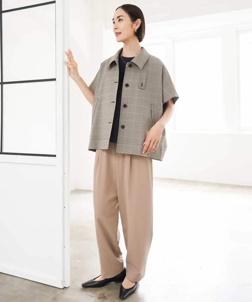 MICHEL KLEIN（ミッシェル・クラン）の「[2WAY]ピーチタッチワイドパンツ（その他パンツ・レディース・サンドベージュ/チャコールグレー・38）」の10枚目の写真