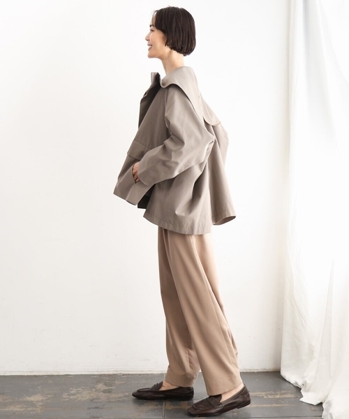 MICHEL KLEIN（ミッシェル・クラン）の「[2WAY]ピーチタッチワイドパンツ（その他パンツ・レディース・サンドベージュ/チャコールグレー・38）」の5枚目の写真