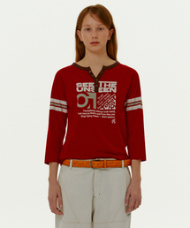 Unseen Open Button Tee Red