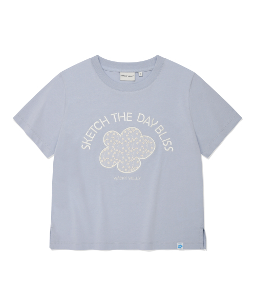 Wacky WiLLy(ワッキーウィリー)の「ウィメンズレースアップリケ半袖Tシャツスカイブルー(Tシャツ/カットソー・レディース・その他・SMALL/MEDIUM)」の2枚目の写真