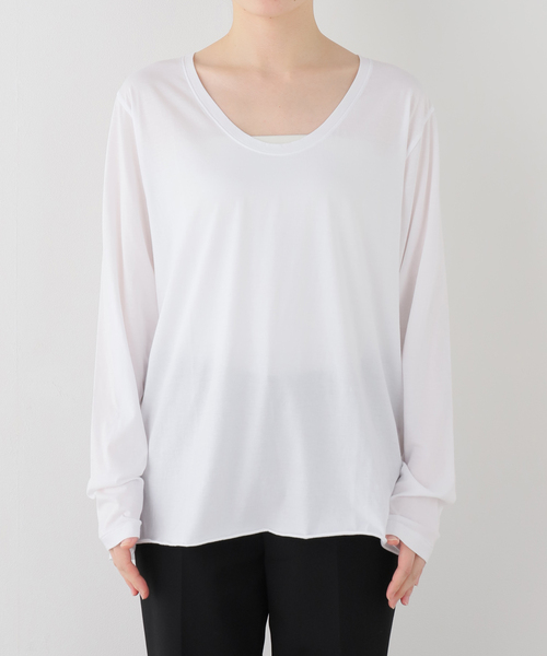 AP STUDIO(エーピーストゥディオ)の「Low-necked T-sh(Tシャツ/カットソー・レディース・ブラック/ホワイト・FREE)」の19枚目の写真