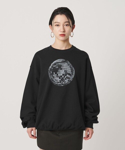 ER(イーアール)の「<ER>ミラーボールプリント クルーネック スウェット(スウェット・レディース・ブラック/オフホワイト・M/S)」の6枚目の写真