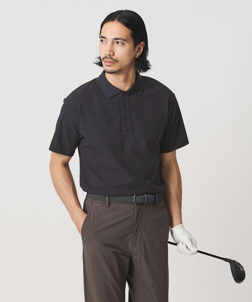 UNITED ARROWS GOLF(ユナイテッドアローズゴルフ)の「メンズ メッシュ ポロシャツ UV 吸水速乾 通気性(ポロシャツ・メンズ・ベージュ/ネイビー・M/L/XL)」の2枚目の写真