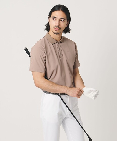 UNITED ARROWS GOLF(ユナイテッドアローズゴルフ)の「メンズ メッシュ ポロシャツ UV 吸水速乾 通気性(ポロシャツ・メンズ・ベージュ/ネイビー・M/L/XL)」の3枚目の写真