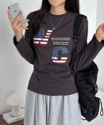 アメリカンロゴプリント ロングスリーブTシャツ
