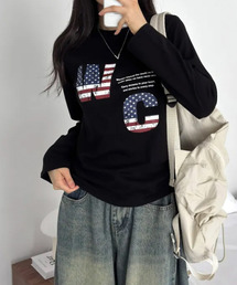 アメリカンロゴプリント ロングスリーブTシャツ