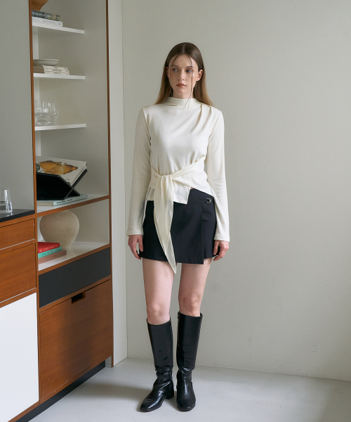 DEHEVE（デヘヴェ）の「Mock-neck Wrap Long Sleeve [Ivory]（Tシャツ/カットソー・レディース・アイボリー・OS）」の2枚目の写真