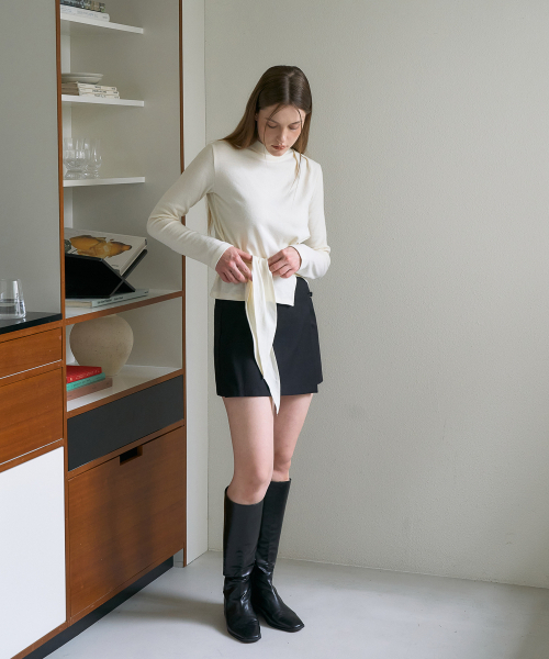 DEHEVE（デヘヴェ）の「Mock-neck Wrap Long Sleeve [Ivory]（Tシャツ/カットソー・レディース・アイボリー・OS）」の3枚目の写真