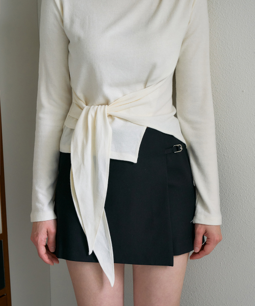 DEHEVE（デヘヴェ）の「Mock-neck Wrap Long Sleeve [Ivory]（Tシャツ/カットソー・レディース・アイボリー・OS）」の5枚目の写真