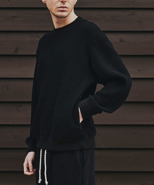 SEAGREEN(シーグリーン)の「SEAGREEN(シーグリーン) ONI WAFFLE PULLOVER オニワッフルプルオーバー(Tシャツ/カットソー・メンズ・グレイッシュベージュ・2/3/4)」の2枚目の写真