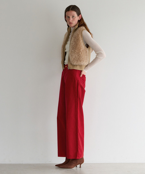 CURRENTAGE(カレンテージ)の「SHAGGY KNIT COMBI ZIP VEST(ベスト・レディース・ベージュ/ブラック・1)」の7枚目の写真