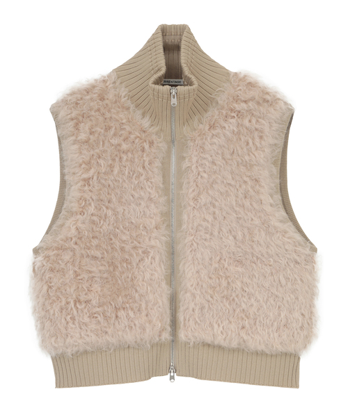 CURRENTAGE(カレンテージ)の「SHAGGY KNIT COMBI ZIP VEST(ベスト・レディース・ベージュ/ブラック・1)」の9枚目の写真