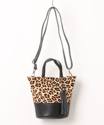【SB】【cooco】ホースヘアxシュリンクレザーバケツ型ミニ2WAYトートバッグ