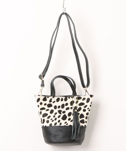 COOCO（クーコ）の「【SB】【cooco】ﾎｰｽﾍｱxｼｭﾘﾝｸﾚｻﾞｰﾊﾞｹﾂ型ﾐﾆ2WAYﾄｰﾄﾊﾞｯｸﾞ（トートバッグ・レディース・レオパード/アニマル・FREE）」の2枚目の写真