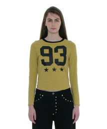 93 チャオプリンテッドロングスリーブTシャツ_イエローストライプ