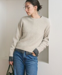 フォックスカシミヤブレンド クルーネック ニットプルオーバー