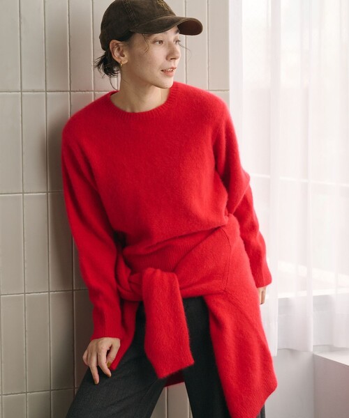 BEAUTY&YOUTH UNITED ARROWS(ビューティーアンドユースユナイテッドアローズ)の「フォックスカシミヤブレンド クルーネック ニットプルオーバー(ニット/セーター・レディース・ダークブラウン/ナチュラル/ブラック/レッド・FREE)」の5枚目の写真